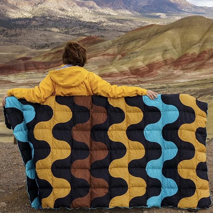 Horizon Hound Puffy Down Camping Blanket - Outdoor Travel Quilt | Sustainable Insulated Lightweight &amp Warm Gear for Sleep Camping Stadium Hiking &amp Festivals | Water Resistant Packable &a