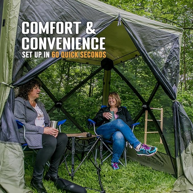CLAM Pop Up Screen Tent Outdoor Camping Gazebo Canopy Traveler 6' x 6' Green