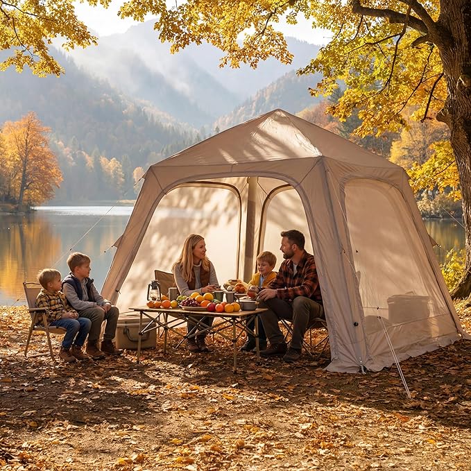 ABORON 2/6/8/10/12 Person Inflatable Camping Tent Easy Setup Blow Up Tent with Hand Pump PU3000mm Waterproof &amp Breathable 4 Season Glamping Tent for Outdoor Camping