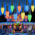 iBaycon Solar C6 Christmas Lights Outdoor 48FT 100LED C6 Strawberry String Light 8 Modes Solar Powered Lights String for Xmas Tree House Eaves Roof Christmas Holiday Decorations