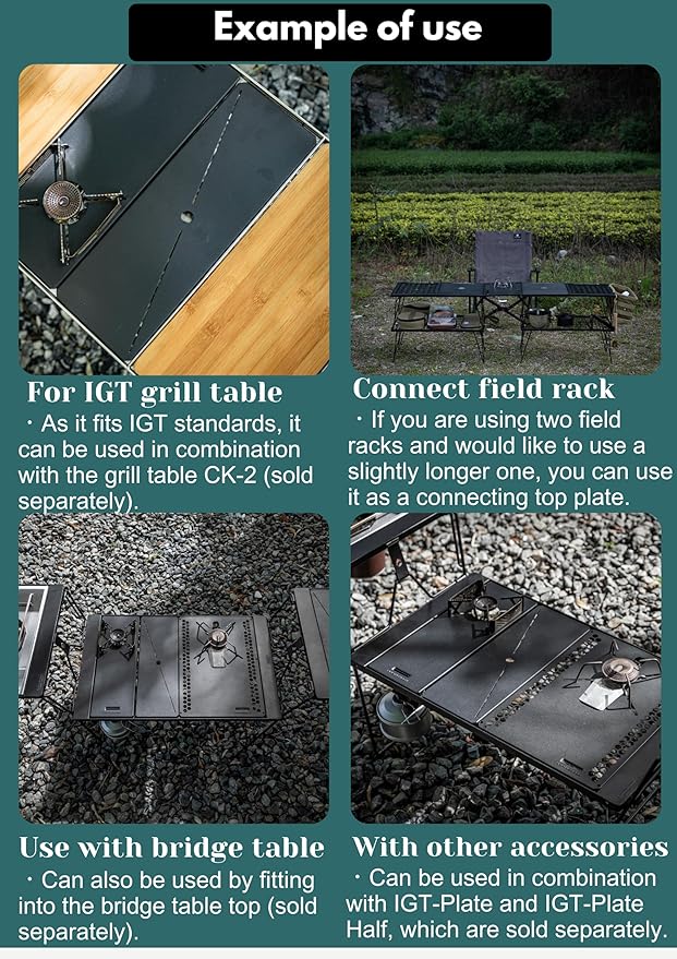 camping moon IGT Top Board Bridge Table Laser Top Board Half 2pcs Black CK-12BK-2P