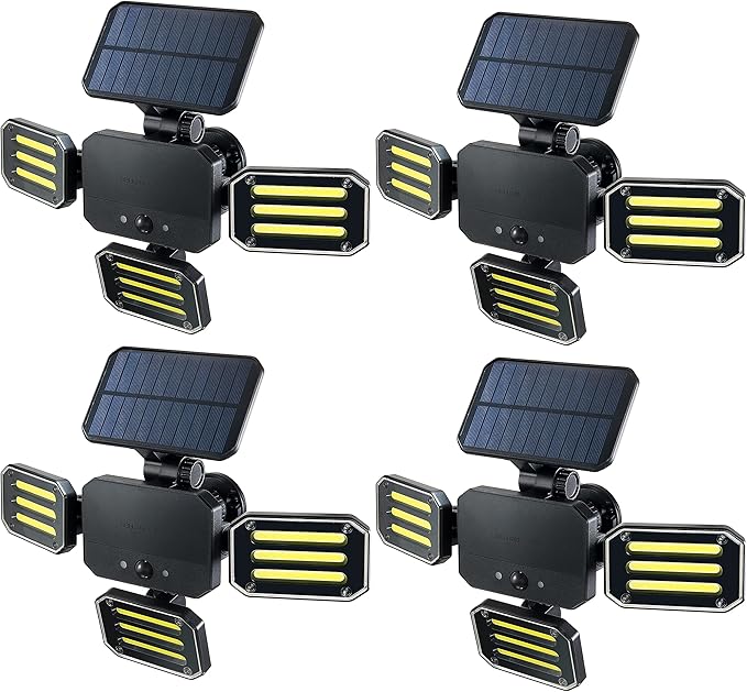 Bionic Floodlight Solar Light Outdoor Waterproof Patio Light Motion Sensor Outdoor Lights w/ Remote Control 3 Heads Wall Lights - Wireless 50% Brighter-108 COB LED For Lawn Garden As Seen On TV