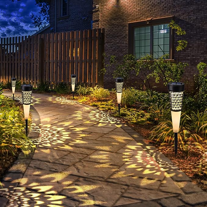 Toodour Solar Lights Outdoor Garden 4 Pack Solar Pathway Lights Waterproof Auto On/Off Outdoor for Garden Yard Patio Walkway Driveway Landscapes Lawn (Warm White)