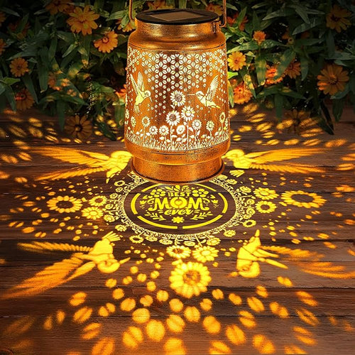 2 Pack Hummingbird Solar Lanterns Outdoor Garden Decor Gifts for Women Mom Grandma Birthday Hanging Metal Solar Lights Waterproof LED Decoration with Shepherd Hook Outside for Yard Patio Lawn Porch