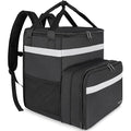 Taygeer Food Delivery Backpack Expandable Insulated Food Delivery Bag for Grocery Bike Large Leakproof Waterproof Hot Pizza Bags with 4 Mesh Pockets Reflective Strip for Uber Eat Doordash Black