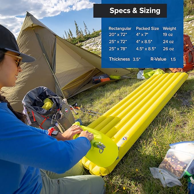 Big Agnes Divide - Lightweight Compact Air Chamber Sleeping Pad Wide Regular Warm Olive