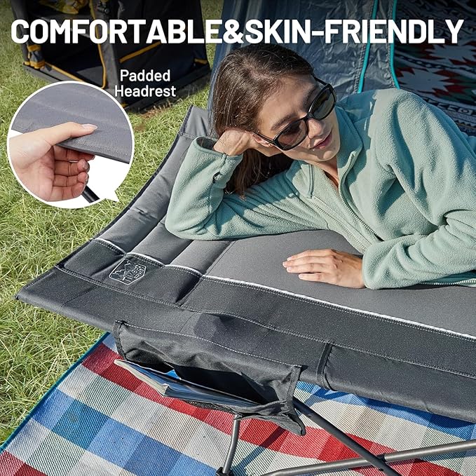 TIMBER RIDGE Extra Wide Heavy Duty Camping Cot for Adult Easy Set Up Oversized Sleeping Cot with Carry Bag for Camping Travel and Outdoors Support up to 450lbs Grey 2 Pack