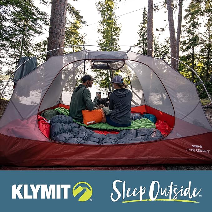 KLYMIT Insulated Static V Inflatable Sleeping Pad | Comfortable Lightweight Easy to Inflate Portable Air Bed Mattress for Camping Backpacking and Hiking — Red