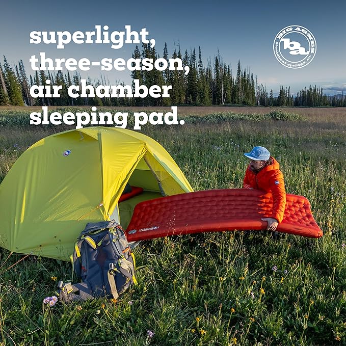 Big Agnes Rapide SL - Insulated Sleeping Pad Ultralight All Season Compact Backpacking and Hiking Pumphouse Sack Included Orange 25x78 Wide Long