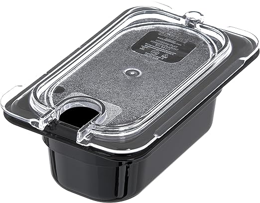 Carlisle FoodService Products 10337U07 StorPlus Ninth Size Polycarbonate Universal Flat Surface Notched Food Pan Lid Clear (Pack of 6)