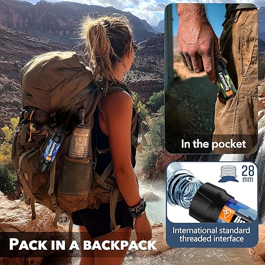 Mini Straw Water Filter - Portable Water Filter Personal Water Filtration System Water Purifier Straw Outdoor Emergency and Survival Gear for Hiking Camping Accessories and Travel (4PCS)