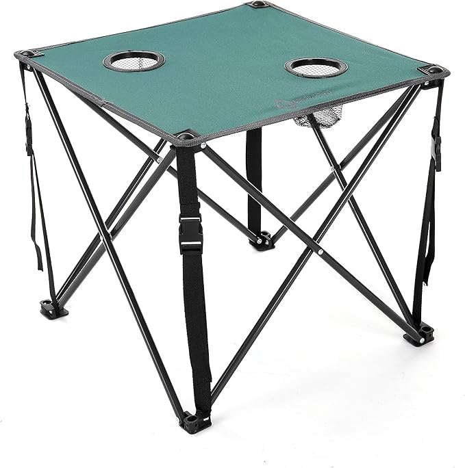 ARROWHEAD OUTDOOR 26” (66cm) Portable Camping Folding Table 2 Cup Holders Square Carrying Case Steel Frame High-Grade 600D Canvas