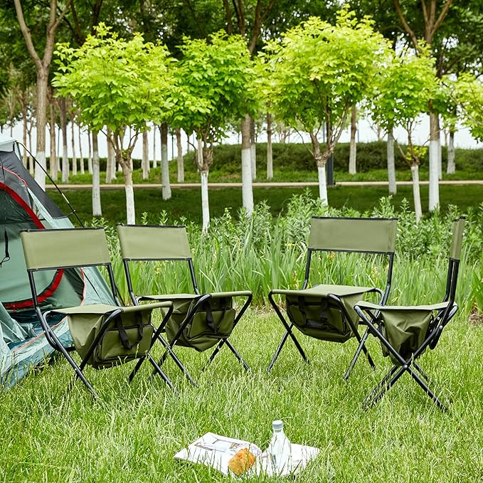 4-Piece Folding Outdoor Chair with Storage Bag Portable Chair for Indoor Outdoor Camping Picnics and FishingGreen