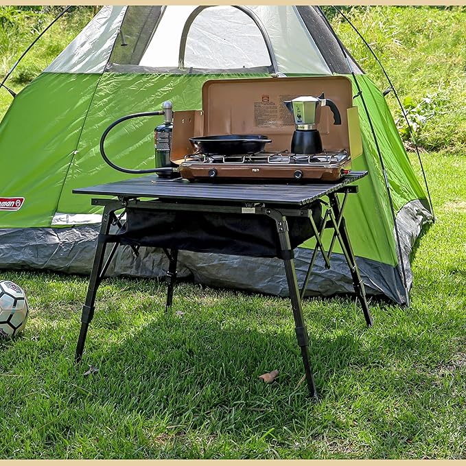 ARROWHEAD OUTDOOR 2-Pack 39 Aluminum Folding Camp Roll Up Table w/Adjustable Height Undertable Mesh Storage Carry Bag