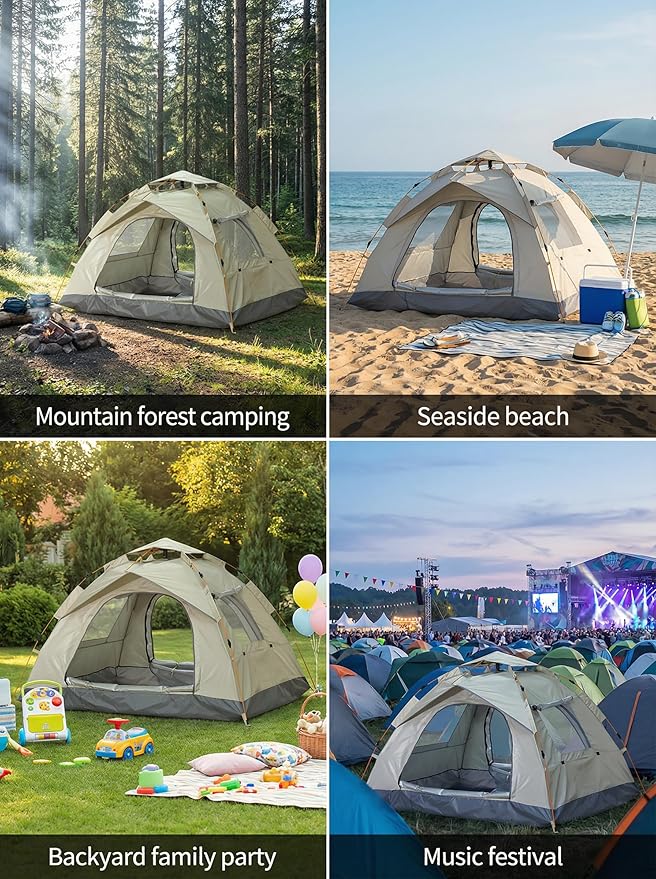 2-4 Tent Camping Tent with rain Protection Device Waterproof Camping Tent Easy to Build Portable Family Tent with Windows.