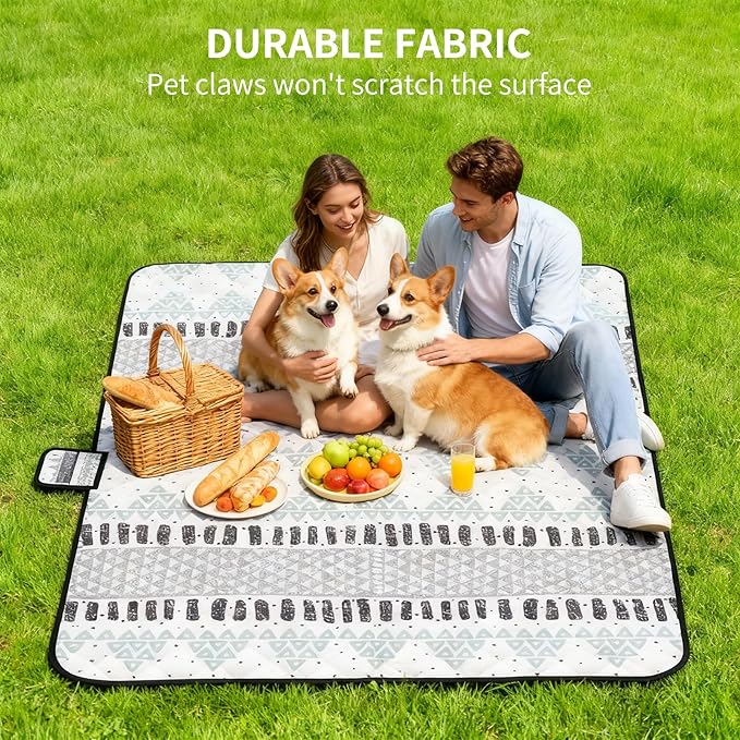 80''x80'' Checkered Picnic Blankets Thickened Large Beach Blanket Waterproof Foldable Outdoor Mat for Camping Beach Tent Park