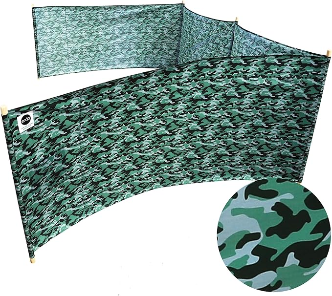 Forest Camo Pro Beach Recycled Polyester Rip-Stop 20 ft Lightweight Windscreen Privacy Screen Wind Blocker Free Matching Shoulder Bag