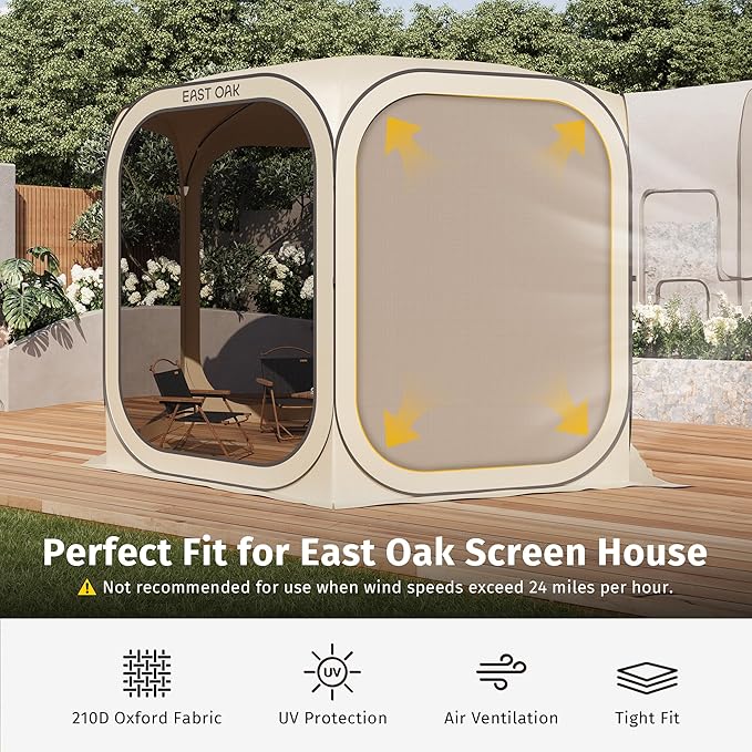 East Oak Sun Shade Sail Canopy Cover for East Oak Screen House &amp Pop-Up Tent 10 x 10 FT Sun Protection UPF 50+ 210D Oxford Silver-Coated Fabric 74 x 54 Pack of 3 (Not Include Tent)