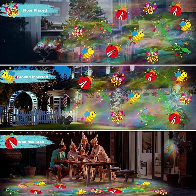 Toodour LED Projector Lights Indoor Outdoor Double Head Dynamic Wall Lights Projector with Timer Waterproof Indoor Outdoor Decorations Light for Garden Yard Home Window Wall Decor