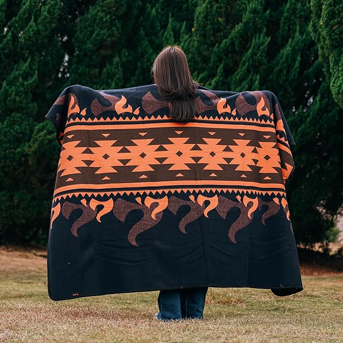 ACUSHLA Merino Wool Blanket - Soft Warm Thick Washable Large Bed Couch Camping Outdoor Travel Throw Blanket All Weather Flame Blue 79X63