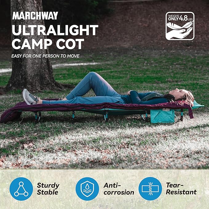 MARCHWAY Ultralight Folding Tent Camping Cot Bed Portable Compact for Outdoor Travel Base Camp Hiking Mountaineering Lightweight Backpacking (Blue)