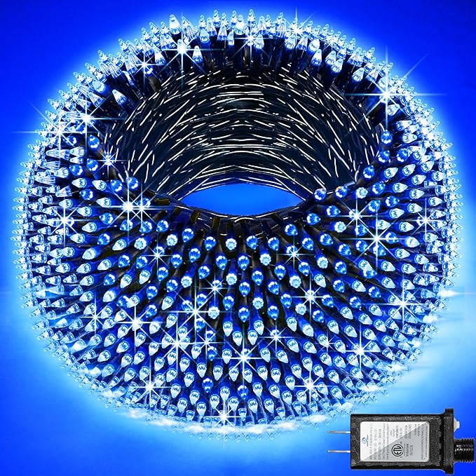 750 LED 240FT Christmas Lights Outdoor12 Lighting Modes Christmas String Lights with Timer Dimmable BlueLED StringLightsWaterproof for Yard Tree Wedding Party Holiday Decor Blue