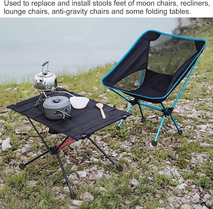 PATIKIL 0.55 Inch Chair Feet Replacement 8 Pack TPE Outdoor Camping Chair Leg Tips Ball Cap Folding Chair Legs Floor Protectors Stability on Rugged Fit for 0.55(14mm) Chair Feet Black