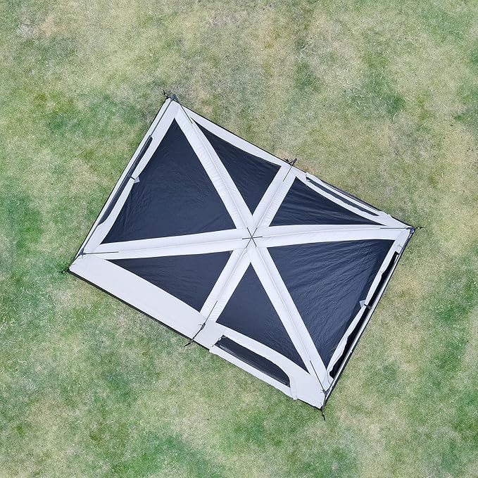 4-6 Person Family Camping Tent 2 Rooms Living Room Design with Mesh Roof 150D Waterproof Oxford Fabric Full-Rainfly Easy Setup Portable Tent for Outdoor