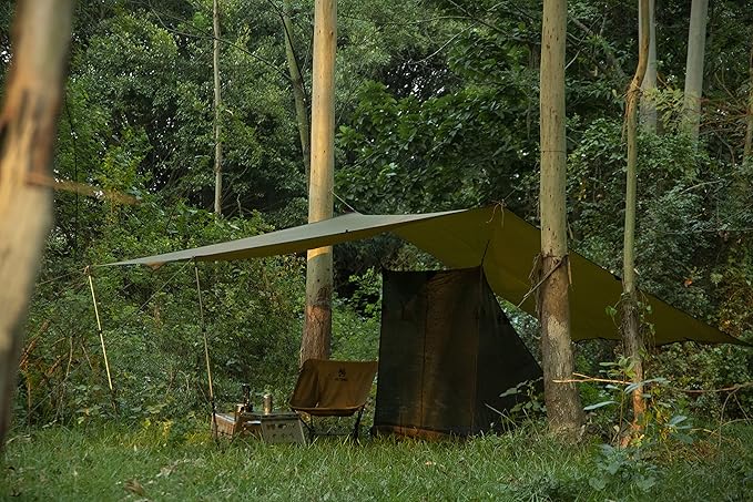 OneTigris Bulwark Camping Tarp 100% Waterproof Bushcraft Shelter Lightweight Hammock Rain Fly Portable Anti UV Large 12.8ft x 9.5ft