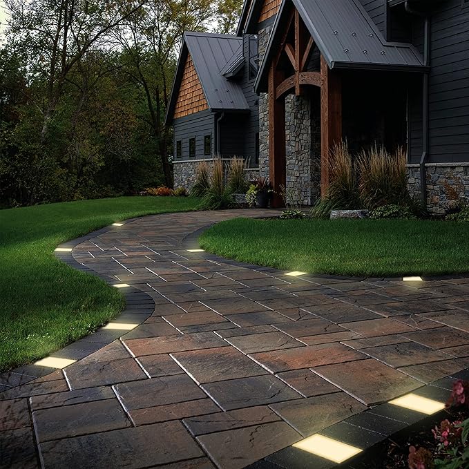 LUMENGY Paver Light 4x8 Inch (3.93x7.87) 2700K Warm White Glare-Free Brick Lighting for Driveways Walkways Pool Decks and Patios 12V Hardwired IP67 Waterproof Drive-Over Rated