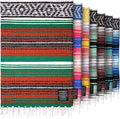 Hydration Nation Authentic Extra Large Mexican Blanket (70x50) - Handwoven Yoga Serape- Artisanal Falsa Beach Camping Picnic Outdoor - Storm Orange