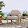 Outdoor Wood Club Chair Beige Rope with Beige Cushion