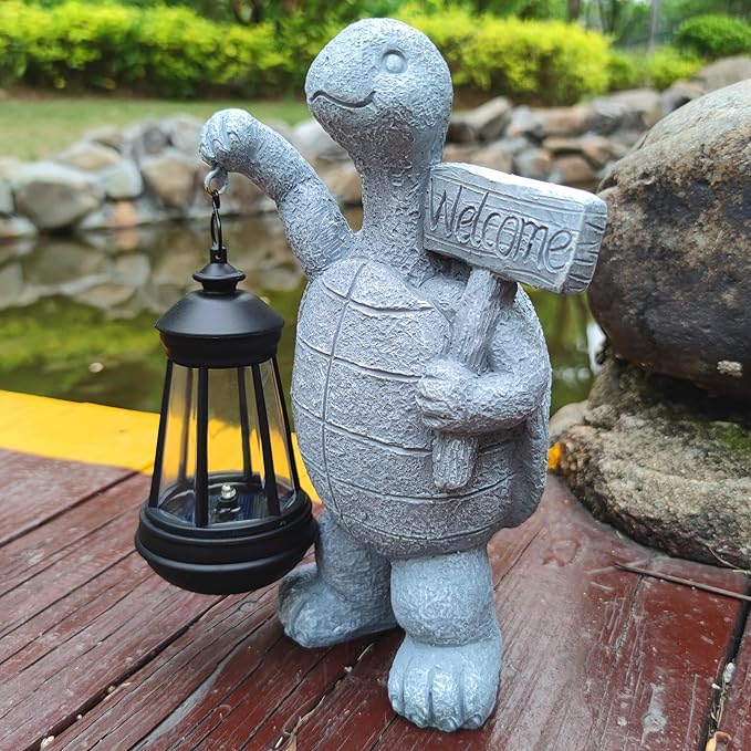 Sea Turtle Solar Garden StatuesResin Sea Turtle Figurine Decorations with Solar Lights Lantern Outdoor Figurines Lawn Garden Statue Decor Art for LawnYard Balcony Ornament.