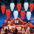 C9 Christmas Lights Outdoor Waterproof 114 Feet 150 LED C9 String Light with Timer &amp 8 Light Mode Connectable Christmas Tree Lights for House Outside Roofline Indoor Decoration Red &amp Pure W