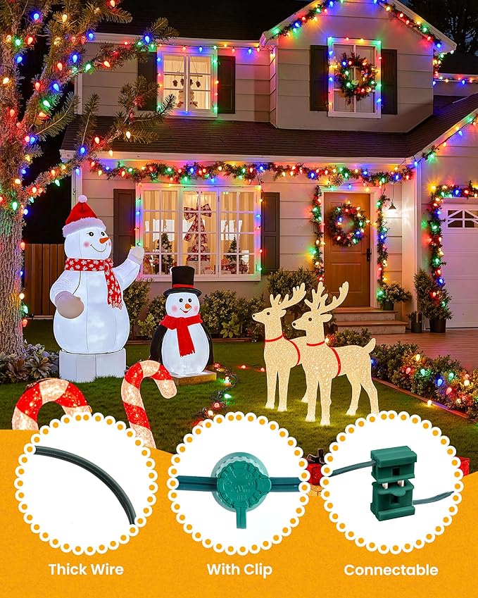 Brightown Commercial 250 FT C9/E17 Christmas Light Sockets Set Spool C9 Outdoor/Indoor String Light Stringer 12 Spacing Green Wire for Wedding Patio Event Party Lighting Decor