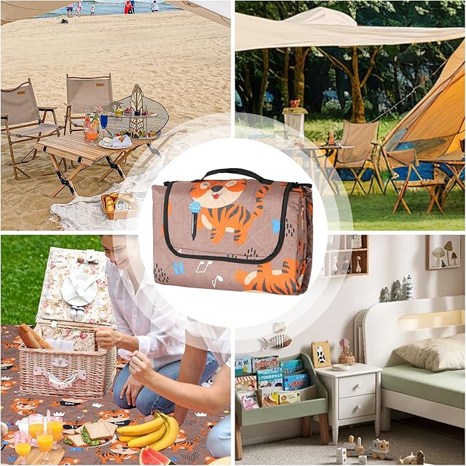 Dimatic Cute Picnic Blankets 78x78 Extra Large Beach Blankets Waterproof Sand Proof Foldable Portable for Outdoor Family Camping