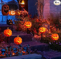 4 Pack Halloween Pumpkin Pathway Solar Lights Orange Yard Stake String Lights Halloween Outdoor Decorations Waterproof LED Pumpkin Halloween Décor Walkway Lights