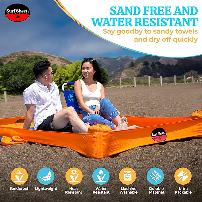 Sandproof Beach Blanket - Oversize Large Outdoor Picnic Blanket for Beaches &amp Camping - Portable Family Beach Blanket Waterproof Sandproof for Parks Travel Vacation Essentials (Yellow)