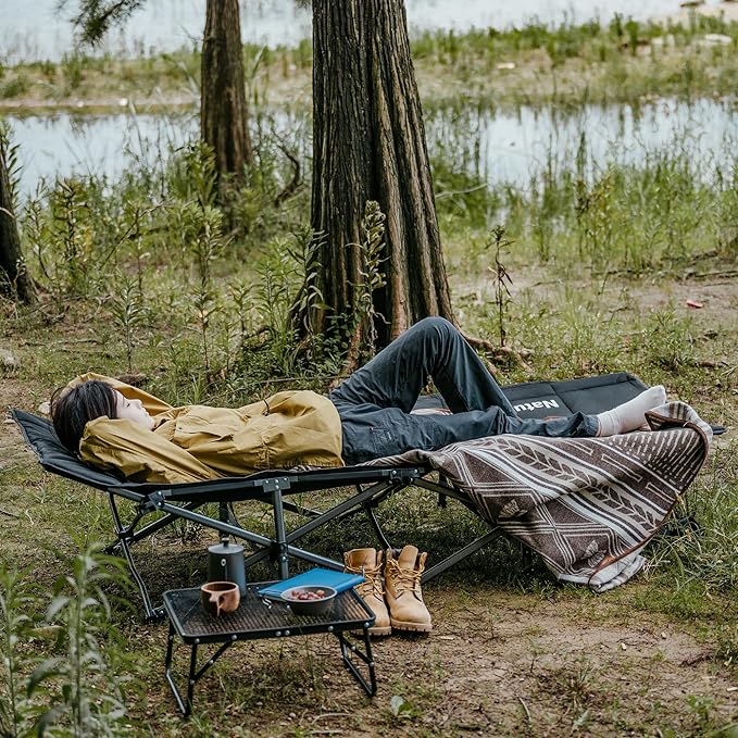 Naturehike Folding Camping Cot for Adults GoWild Portable Sleeping Cot with Carry Bag Outdoor Comfortable Camping Bed for Camping Beach Home Nap Indoor Sleeping Bed (Black)