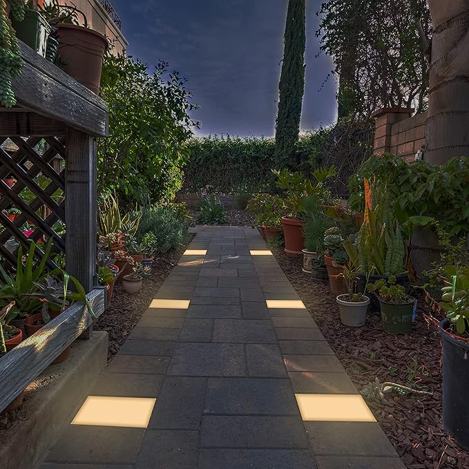 LUMENGY Paver Light 8x8 Inch (7.87x7.87) 2700K Warm White Glare-Free Brick Lighting for Driveways Walkways Pool Decks and Patios 12V Hardwired IP67 Waterproof Drive-Over Rated