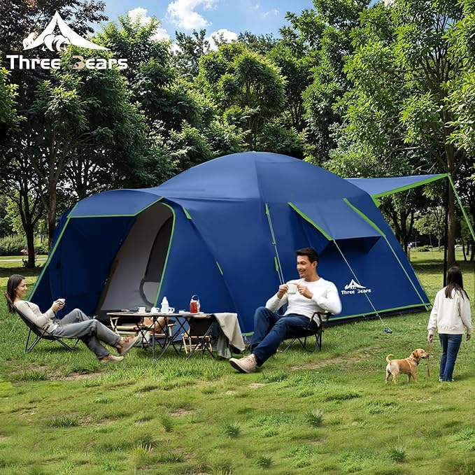 Three Bears Family Camping Tent - 6-Person Spacious Design 3000mm Waterproof Suitable for Road Trips/Backyards/Extended Camping Adventures in All Scenarios