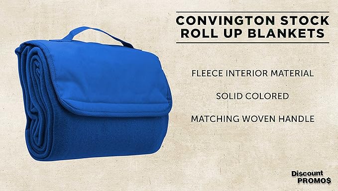 DISCOUNT PROMOS Roll Up Picnic Blankets Set of 10 Bulk Pack - Great Outdoor Blanket for Camping Picnic Beach Sports Outdoor Activities - Blue