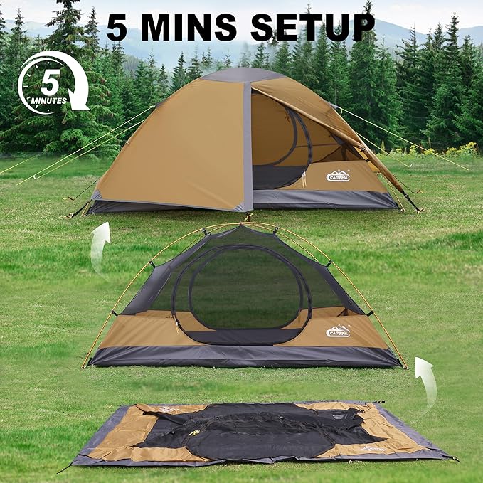 2 Person Backpacking Tent Waterproof Windproof Two Person Tent Lightweight Easy Setup 2 Man Tent for Camping Hiking Cycling
