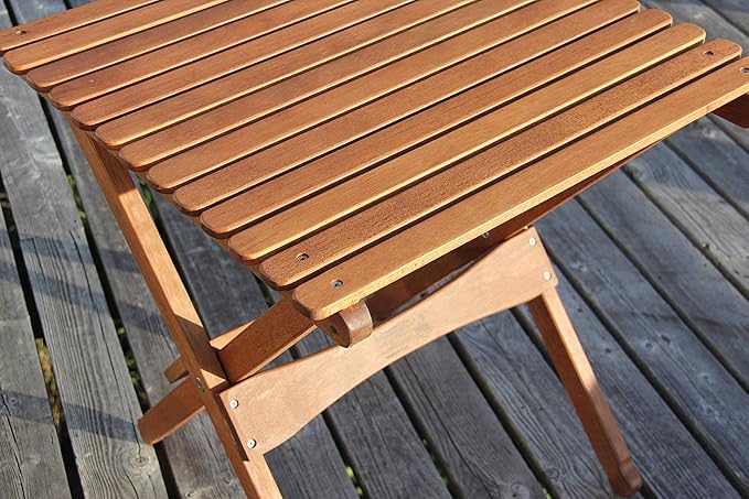 BYER OF MAINE Pangean Folding Wooden Side Table – 22 L x 20 W x 20 H Folding Ash Wood Table for Patio Porch Balcony Camping &amp Garden Use
