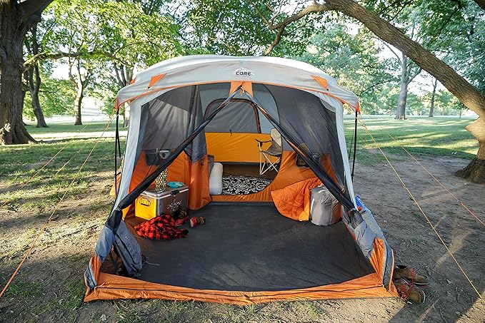 CORE Tent for Family Camping | 10 Person / 11 Person / 12 Person Large Multi Room Cabin Tents for Car Camping &amp Outdoor Adventures