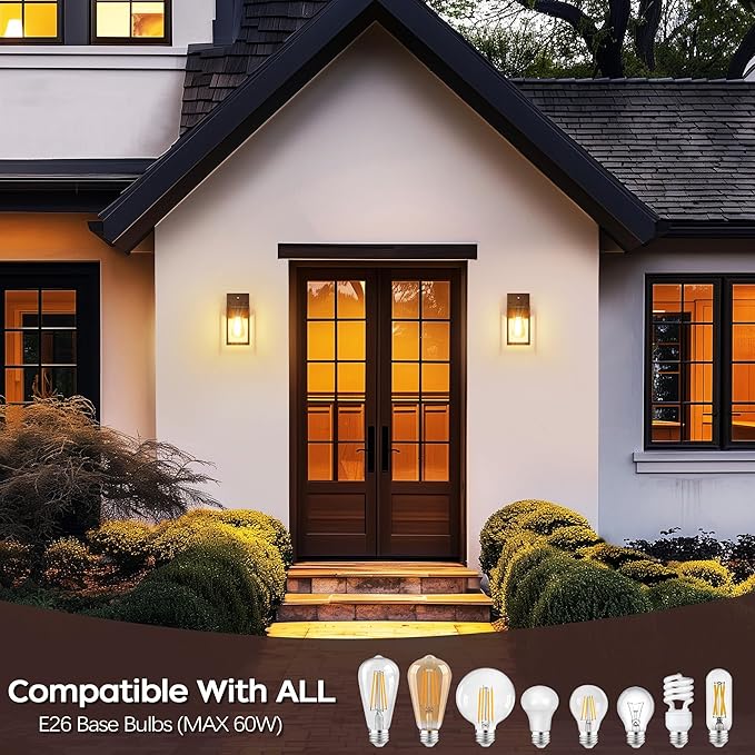 WIHTU Oil Rubbed Bronze Dusk to Dawn Porch Lights Fixtures - Outdoor Exterior Sensor Wall Sconce Lamp Waterproof Wall Lantern Anti Rust Coach Lights for Doorway Garage