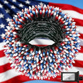 1500 LED 470FT Red White Blue 4th of July Patriotic Decorations String Lights with 12 Modes Timer &amp Dimmable Green Wire for Outdoor Indoor Christmas Holiday Soccer Party Independence Day Deco