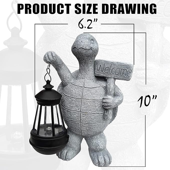Sea Turtle Solar Garden StatuesResin Sea Turtle Figurine Decorations with Solar Lights Lantern Outdoor Figurines Lawn Garden Statue Decor Art for LawnYard Balcony Ornament.