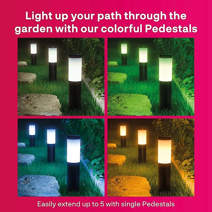 innr Smart Outdoor Lights Color Pathway Lights Works with Philips Hue* Alexa Hey Google SmartThings (Hub Required) Zigbee Outdoor Lights 3-Pack with Power Supply and RGBW Control Box OPL 130C