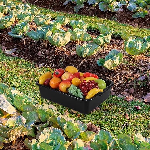4-Pack 13 L Plastic Bus Tubs Commercial Bus Tote Bin for Restaurant Black